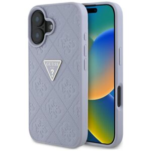 Guess Hot Stamp 4G Pattern Triangle Metal Logo tok iPhone 16 készülékhez (lila)