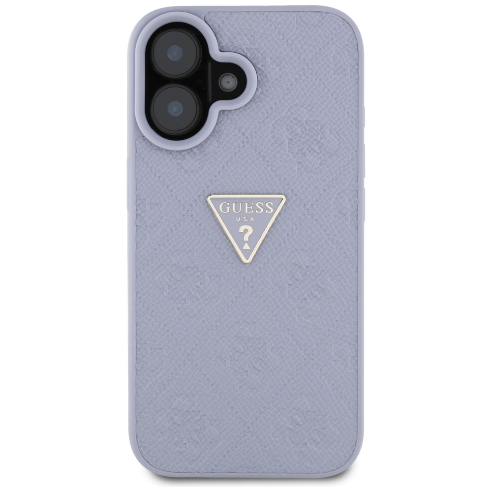 iTok webáruház - Guess Guess Hot Stamp 4G Pattern Triangle Metal Logo tok iPhone 16 készülékhez (lila) 3 Guess Hot Stamp 4G Pattern Triangle Metal Logo iPhone 16 Case (lila)