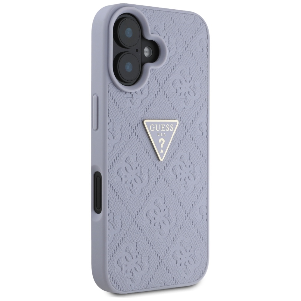iTok webáruház - Guess Guess Hot Stamp 4G Pattern Triangle Metal Logo tok iPhone 16 készülékhez (lila) 4 Guess Hot Stamp 4G Pattern Triangle Metal Logo iPhone 16 Case (lila)