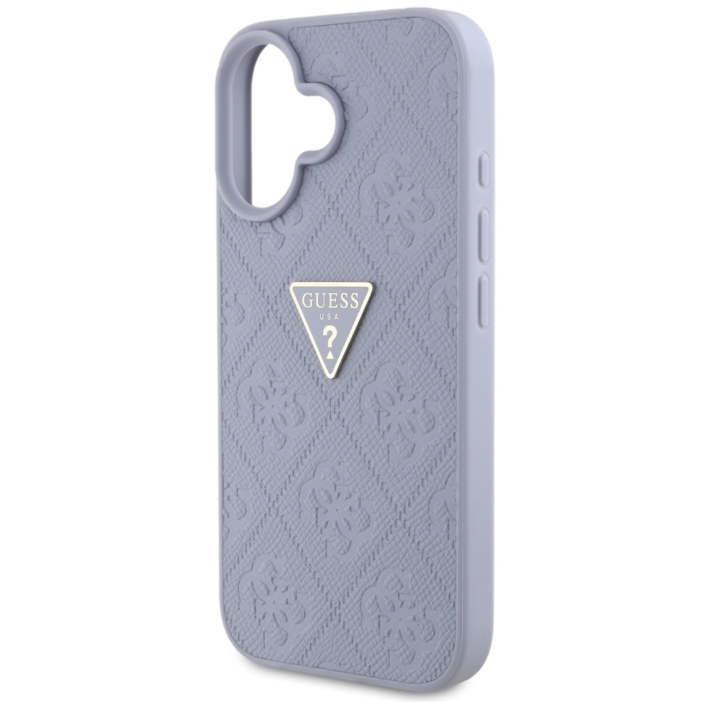 iTok webáruház - Guess Guess Hot Stamp 4G Pattern Triangle Metal Logo tok iPhone 16 készülékhez (lila) 6 Guess Hot Stamp 4G Pattern Triangle Metal Logo iPhone 16 Case (lila)