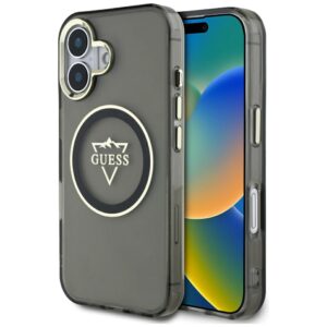 Guess IML Metal Mountain Logo MagSafe tok iPhone 16 készülékhez (fekete)