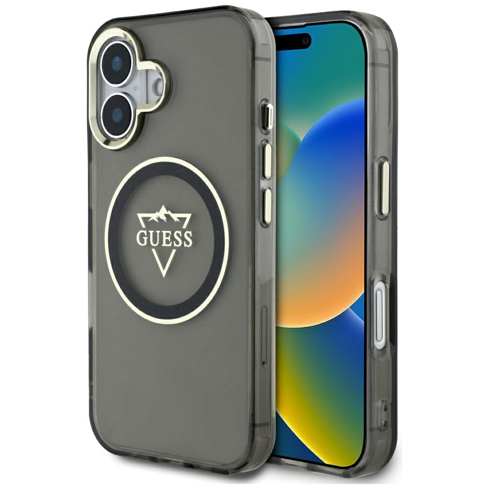 iTok webáruház - Guess Guess IML Metal Mountain Logo MagSafe tok iPhone 16 készülékhez (fekete) 1 Guess IML Metal Mountain Logo MagSafe case for iPhone 16 (fekete)