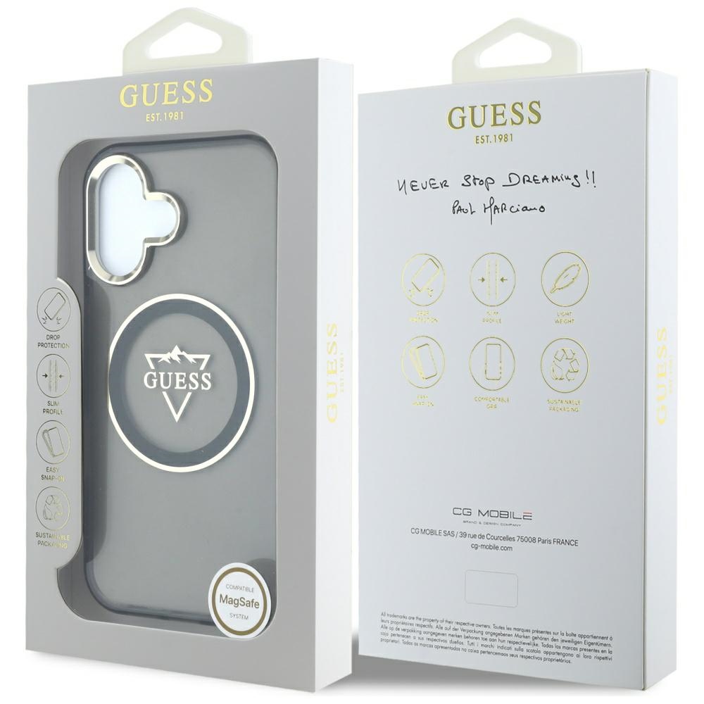 iTok webáruház - Guess Guess IML Metal Mountain Logo MagSafe tok iPhone 16 készülékhez (fekete) 8 Guess IML Metal Mountain Logo MagSafe case for iPhone 16 (fekete)