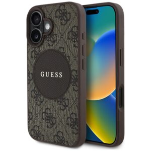 Guess 4G Circle Classic Logo MagSafe tok iPhone 16 készülékhez (barna)