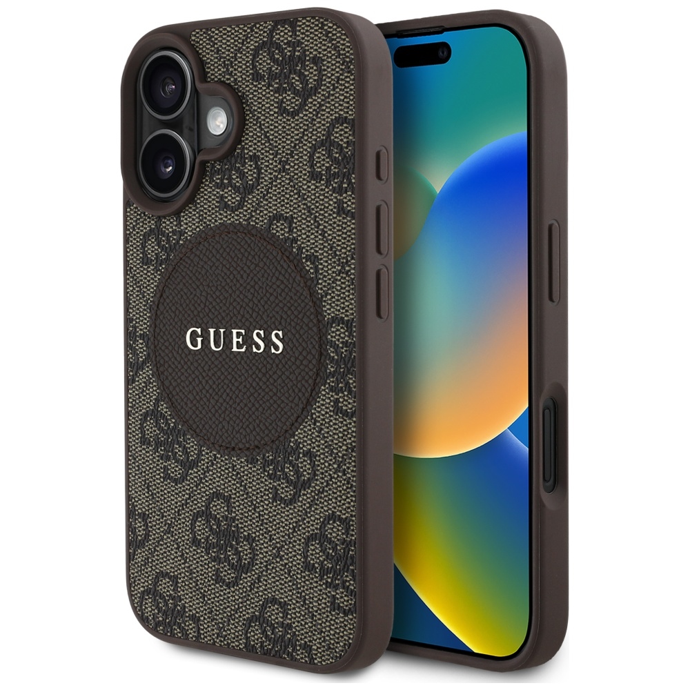 iTok webáruház - Guess Guess 4G Circle Classic Logo MagSafe tok iPhone 16 készülékhez (barna) 1 Guess 4G Circle Classic Logo MagSafe case for iPhone 16 (barna)