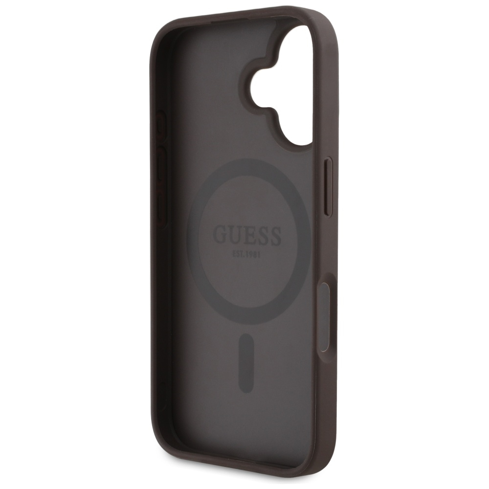 iTok webáruház - Guess Guess 4G Circle Classic Logo MagSafe tok iPhone 16 készülékhez (barna) 7 Guess 4G Circle Classic Logo MagSafe case for iPhone 16 (barna)