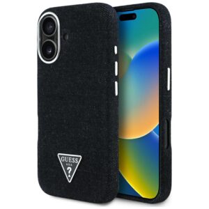 Guess Denim Triangle Logo MagSafe tok iPhone 16 készülékhez (fekete)