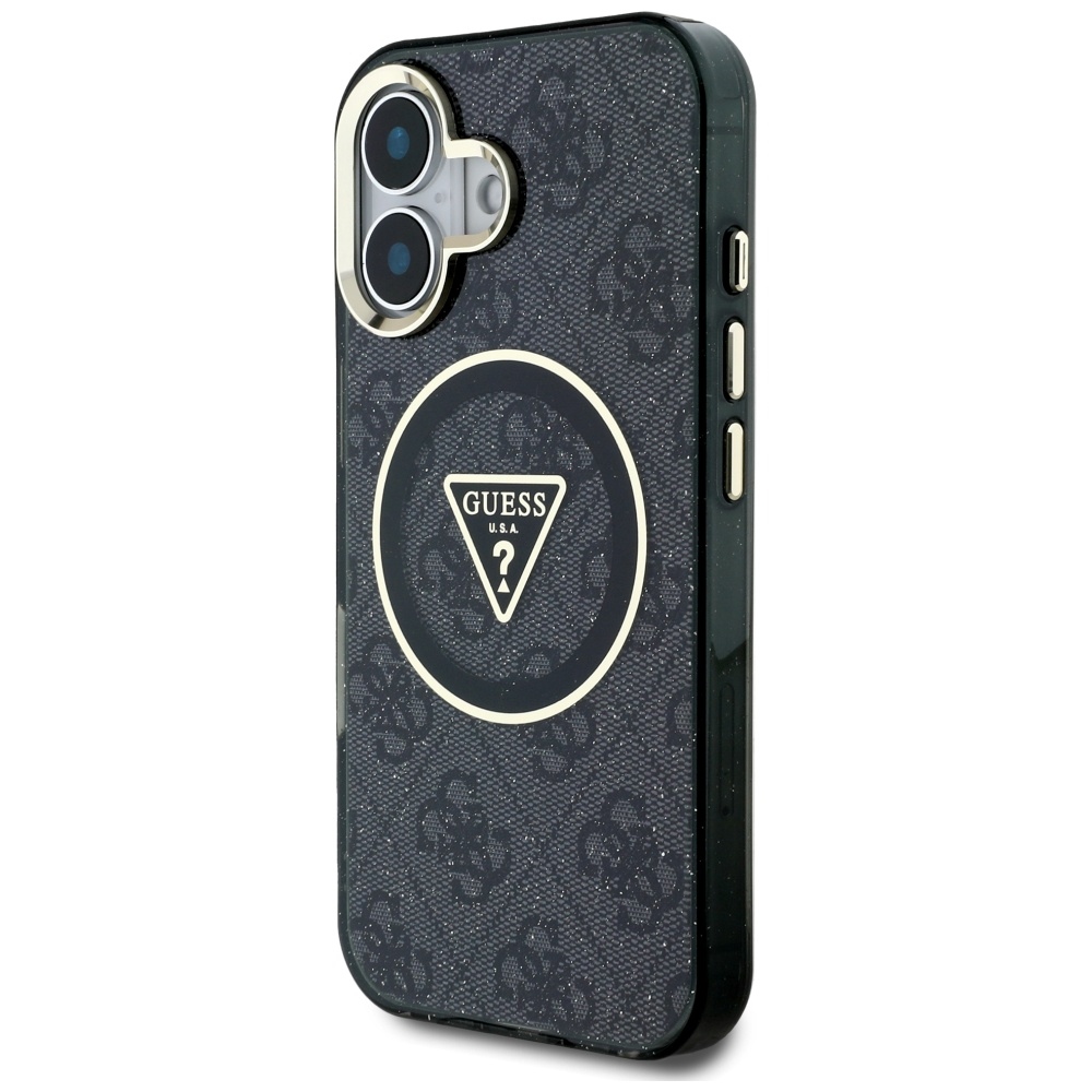 iTok webáruház - Guess Guess IML Metal Glitter 4G Circle Triangle MagSafe tok iPhone 16-hoz (fekete) 2 Guess IML Metal Glitter 4G Circle Triangle MagSafe Case for iPhone 16 (fekete)
