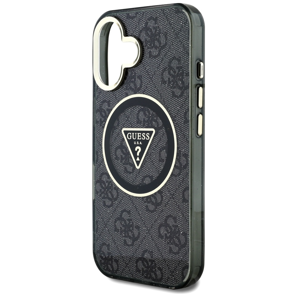 iTok webáruház - Guess Guess IML Metal Glitter 4G Circle Triangle MagSafe tok iPhone 16-hoz (fekete) 6 Guess IML Metal Glitter 4G Circle Triangle MagSafe Case for iPhone 16 (fekete)