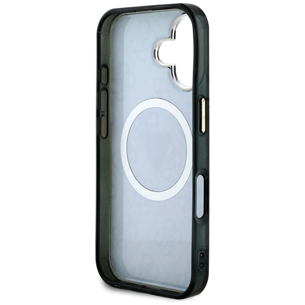 iTok webáruház - Guess Guess IML Metal Glitter 4G Circle Triangle MagSafe tok iPhone 16-hoz (fekete) 7 Guess IML Metal Glitter 4G Circle Triangle MagSafe Case for iPhone 16 (fekete)