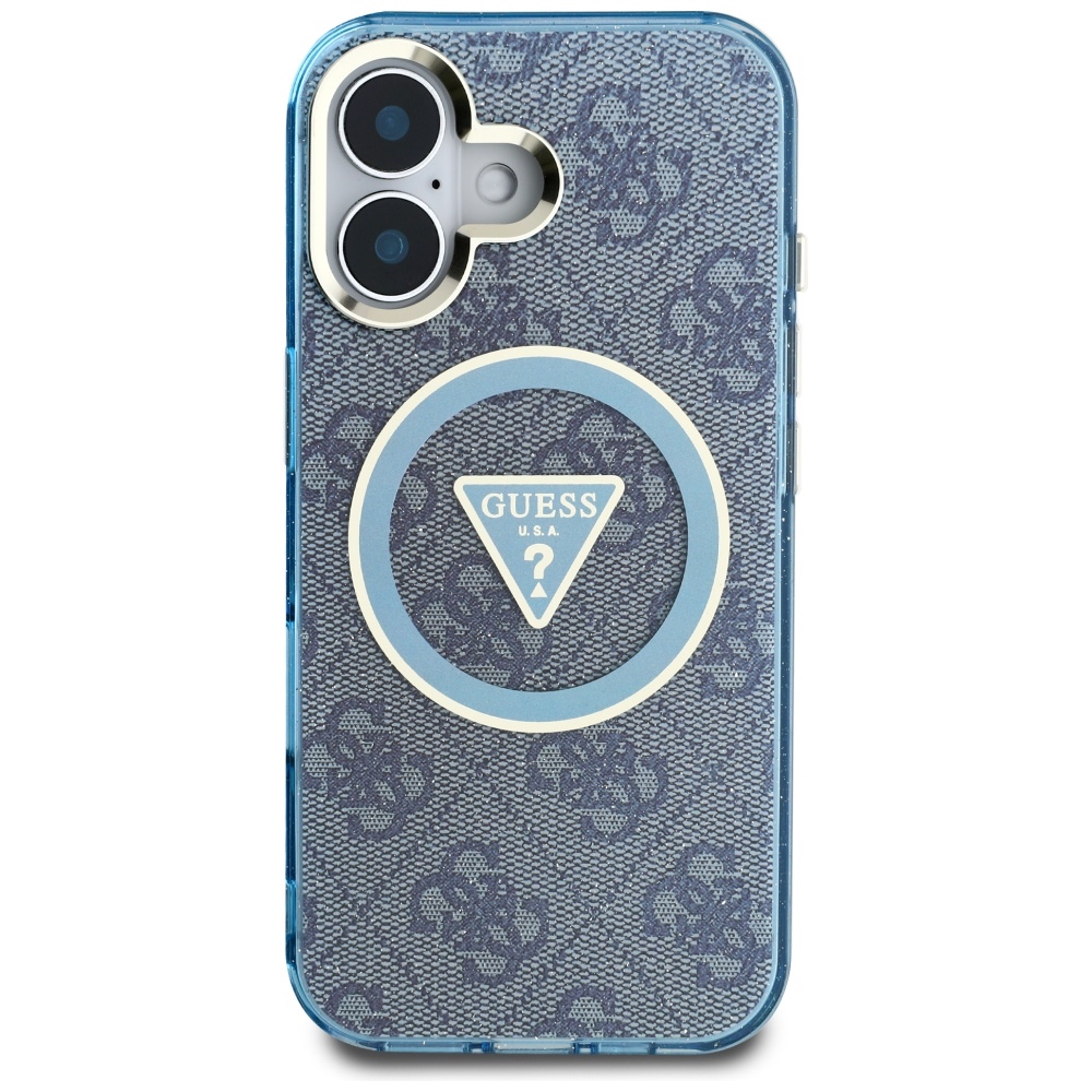iTok webáruház - Guess Guess IML Metal Glitter 4G Circle Triangle MagSafe tok iPhone 16 készülékhez (kék) 3 Guess IML Metal Glitter 4G Circle Triangle MagSafe Case for iPhone 16 (kék)