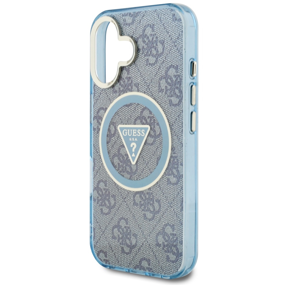 iTok webáruház - Guess Guess IML Metal Glitter 4G Circle Triangle MagSafe tok iPhone 16 készülékhez (kék) 6 Guess IML Metal Glitter 4G Circle Triangle MagSafe Case for iPhone 16 (kék)