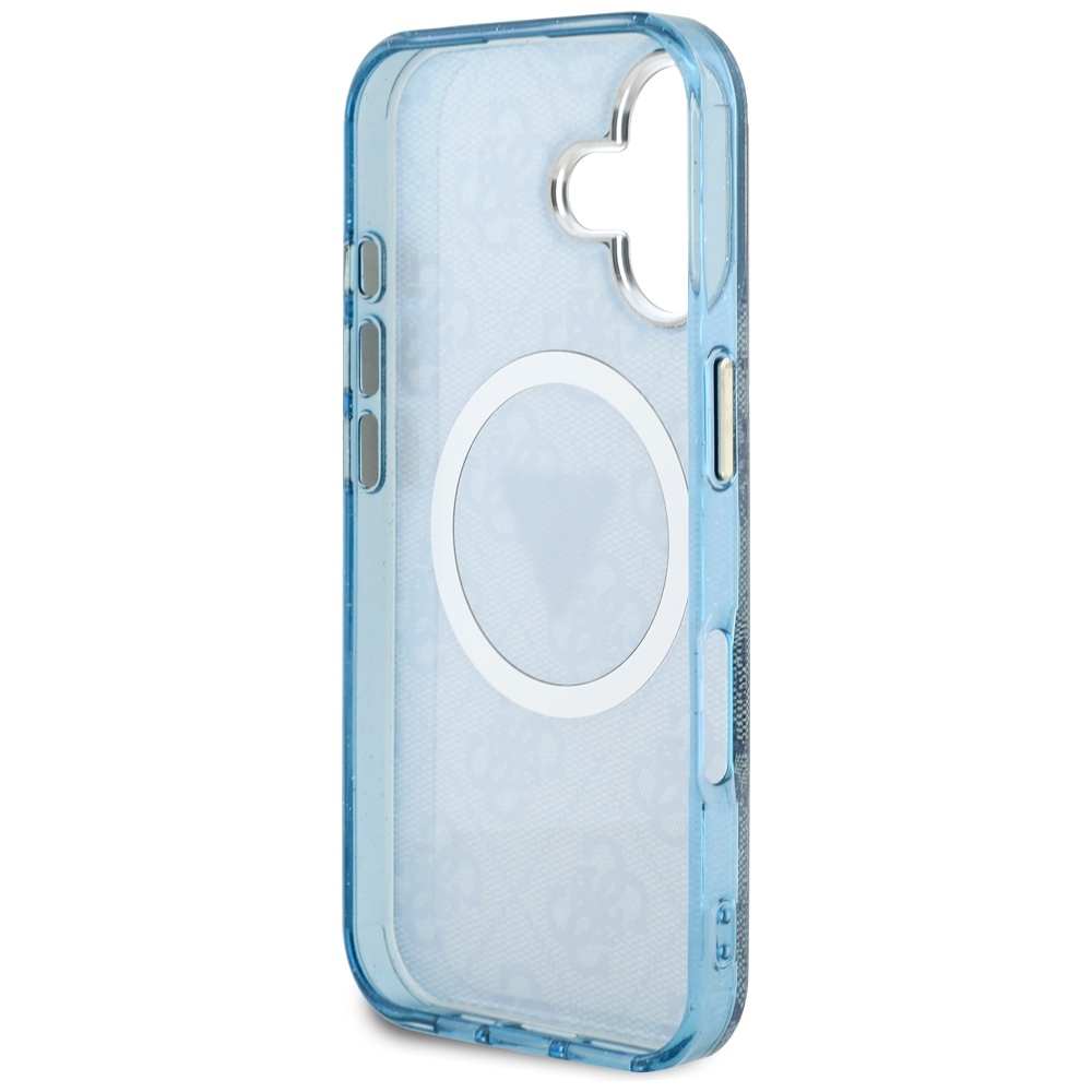 iTok webáruház - Guess Guess IML Metal Glitter 4G Circle Triangle MagSafe tok iPhone 16 készülékhez (kék) 7 Guess IML Metal Glitter 4G Circle Triangle MagSafe Case for iPhone 16 (kék)