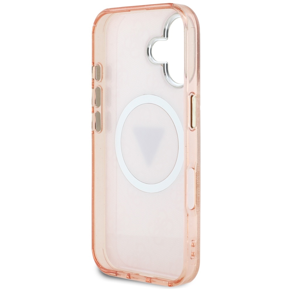 iTok webáruház - Guess Guess IML Metal Glitter 4G Circle Triangle MagSafe tok iPhone 16 készülékhez (rózsaszín) 7 Guess IML Metal Glitter 4G Circle Triangle MagSafe case for iPhone 16 (rózsaszín)