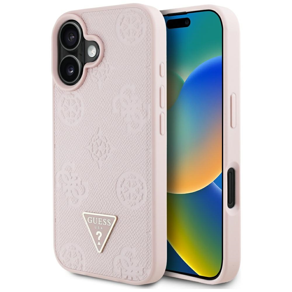 iTok webáruház - Guess Guess Grained Hot Stamp Peony Triangle Logo MagSafe tok iPhone 16-hoz (rózsaszín) 1 Guess Grained Hot Stamp Peony Triangle Logo MagSafe iPhone 16 Case (rózsaszín)