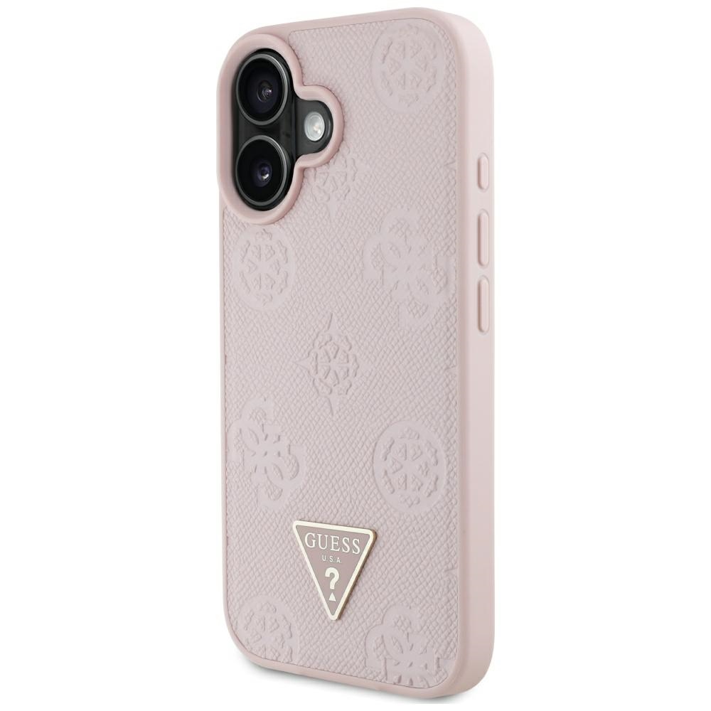 iTok webáruház - Guess Guess Grained Hot Stamp Peony Triangle Logo MagSafe tok iPhone 16-hoz (rózsaszín) 2 Guess Grained Hot Stamp Peony Triangle Logo MagSafe iPhone 16 Case (rózsaszín)
