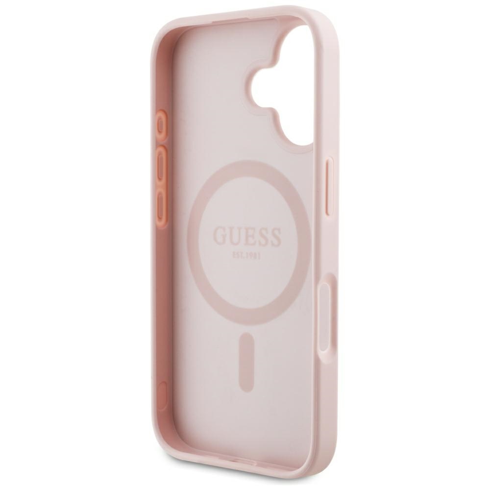 iTok webáruház - Guess Guess Grained Hot Stamp Peony Triangle Logo MagSafe tok iPhone 16-hoz (rózsaszín) 7 Guess Grained Hot Stamp Peony Triangle Logo MagSafe iPhone 16 Case (rózsaszín)