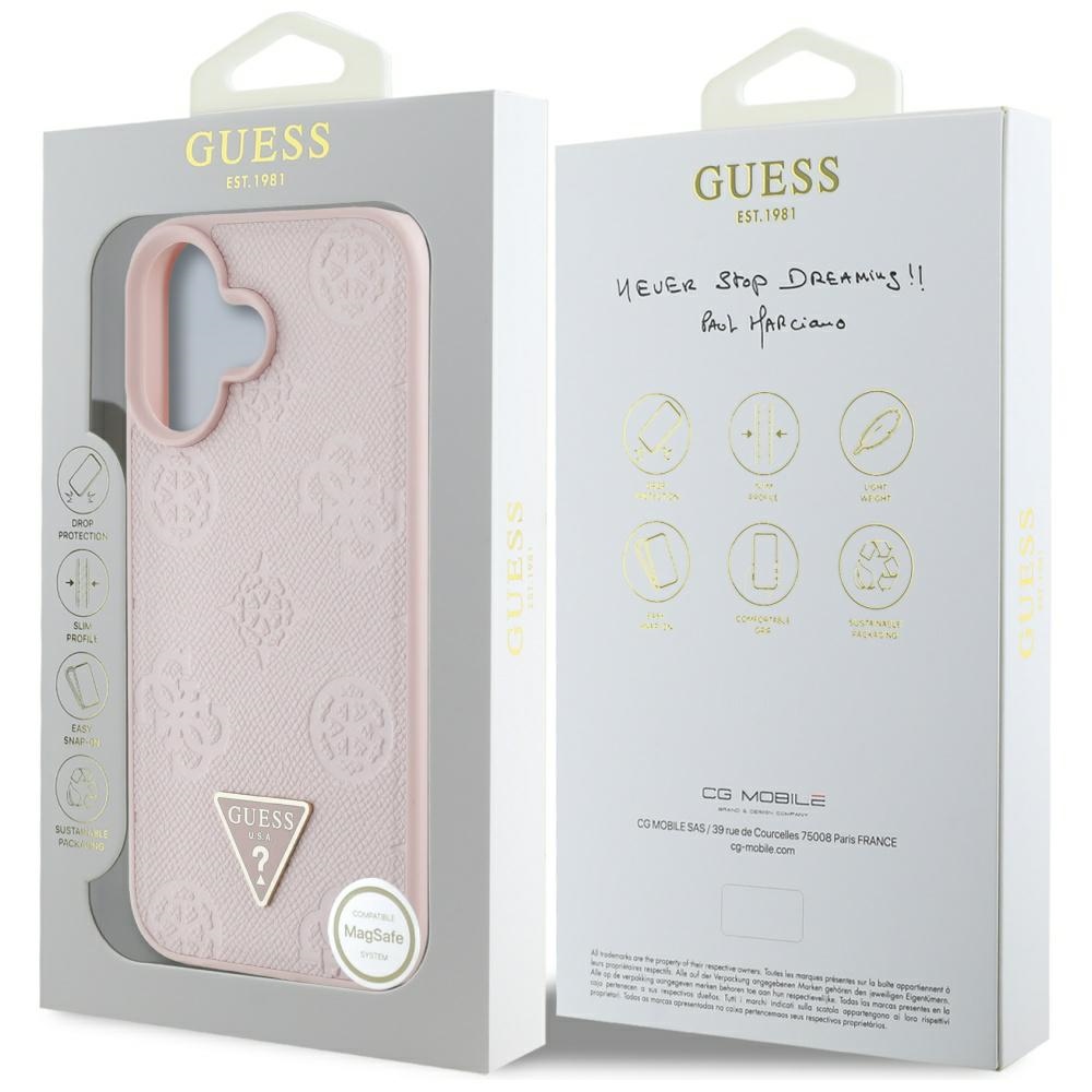 iTok webáruház - Guess Guess Grained Hot Stamp Peony Triangle Logo MagSafe tok iPhone 16-hoz (rózsaszín) 8 Guess Grained Hot Stamp Peony Triangle Logo MagSafe iPhone 16 Case (rózsaszín)