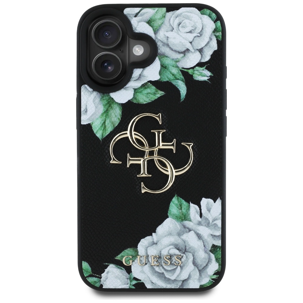 iTok webáruház - Guess Guess Grained Roses Big 4G logo tok iPhone 16 készülékhez (fekete) 3 Guess Grained Roses Big 4G logo case for iPhone 16 (fekete)