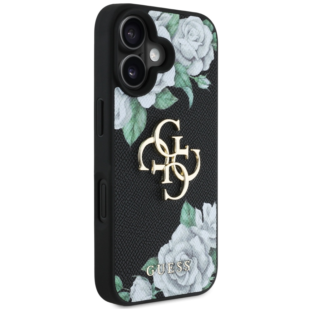 iTok webáruház - Guess Guess Grained Roses Big 4G logo tok iPhone 16 készülékhez (fekete) 4 Guess Grained Roses Big 4G logo case for iPhone 16 (fekete)