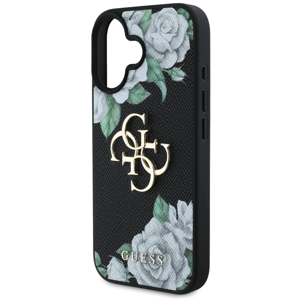 iTok webáruház - Guess Guess Grained Roses Big 4G logo tok iPhone 16 készülékhez (fekete) 6 Guess Grained Roses Big 4G logo case for iPhone 16 (fekete)