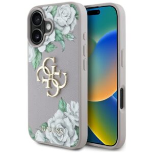 Guess Grained Roses Big 4G Logo tok iPhone 16 készülékhez (lila)