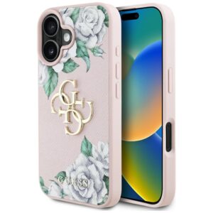 Guess Grained Roses Big 4G logo tok iPhone 16 készülékhez (rózsaszín)
