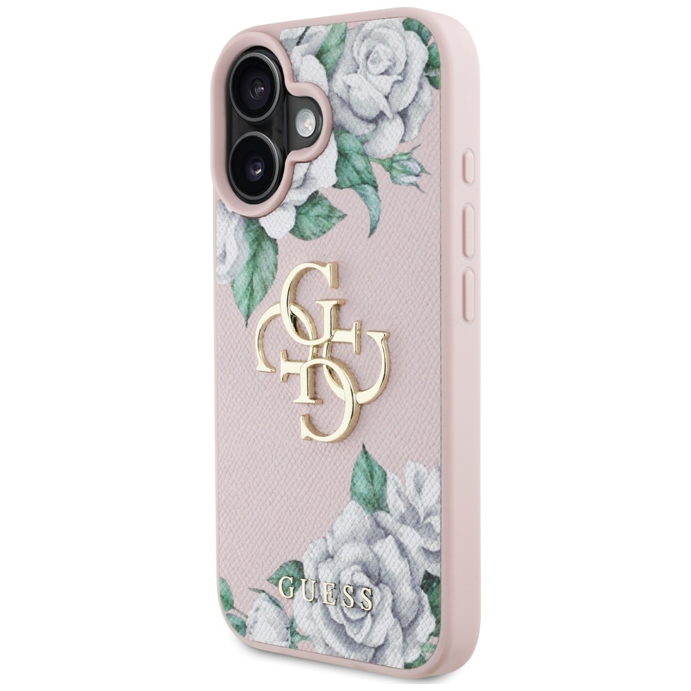 iTok webáruház - Guess Guess Grained Roses Big 4G logo tok iPhone 16 készülékhez (rózsaszín) 2 Guess Grained Roses Big 4G logo iPhone 16 case (rózsaszín)