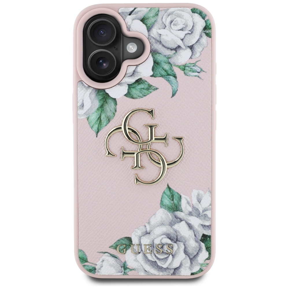 iTok webáruház - Guess Guess Grained Roses Big 4G logo tok iPhone 16 készülékhez (rózsaszín) 3 Guess Grained Roses Big 4G logo iPhone 16 case (rózsaszín)
