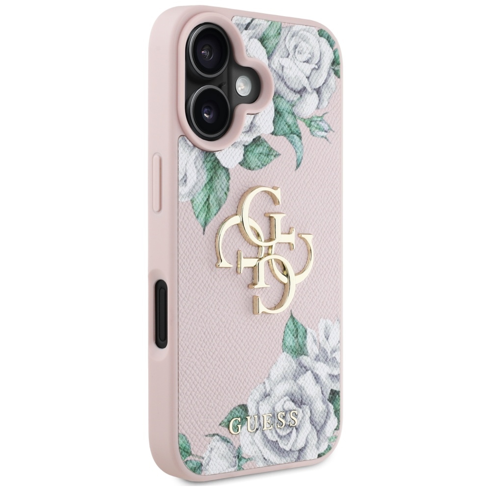 iTok webáruház - Guess Guess Grained Roses Big 4G logo tok iPhone 16 készülékhez (rózsaszín) 4 Guess Grained Roses Big 4G logo iPhone 16 case (rózsaszín)