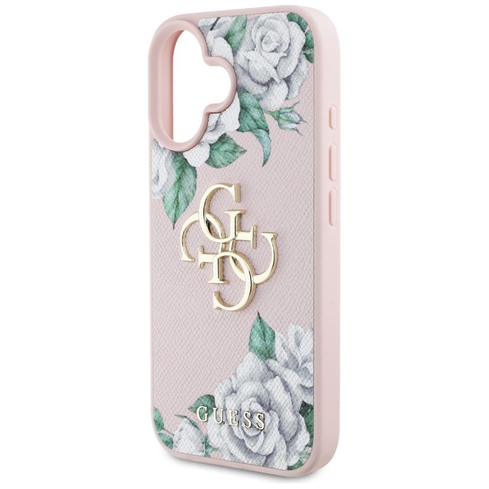 iTok webáruház - Guess Guess Grained Roses Big 4G logo tok iPhone 16 készülékhez (rózsaszín) 6 Guess Grained Roses Big 4G logo iPhone 16 case (rózsaszín)