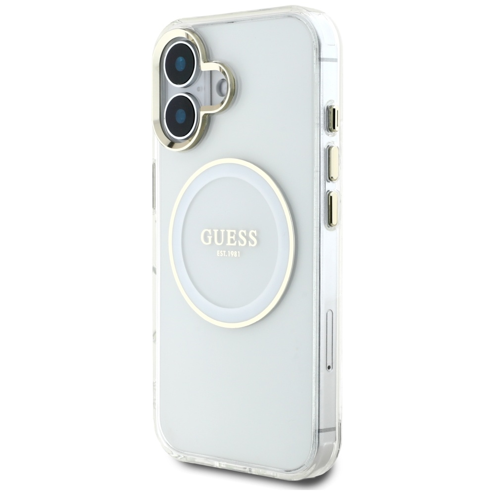 iTok webáruház - Guess Guess IML Metal Colored Circle Classic Logo MagSafe tok iPhone 16 készülékhez (fehér) 2 Guess IML Metal Colored Circle Classic Logo MagSafe case for iPhone 16 (fehér)