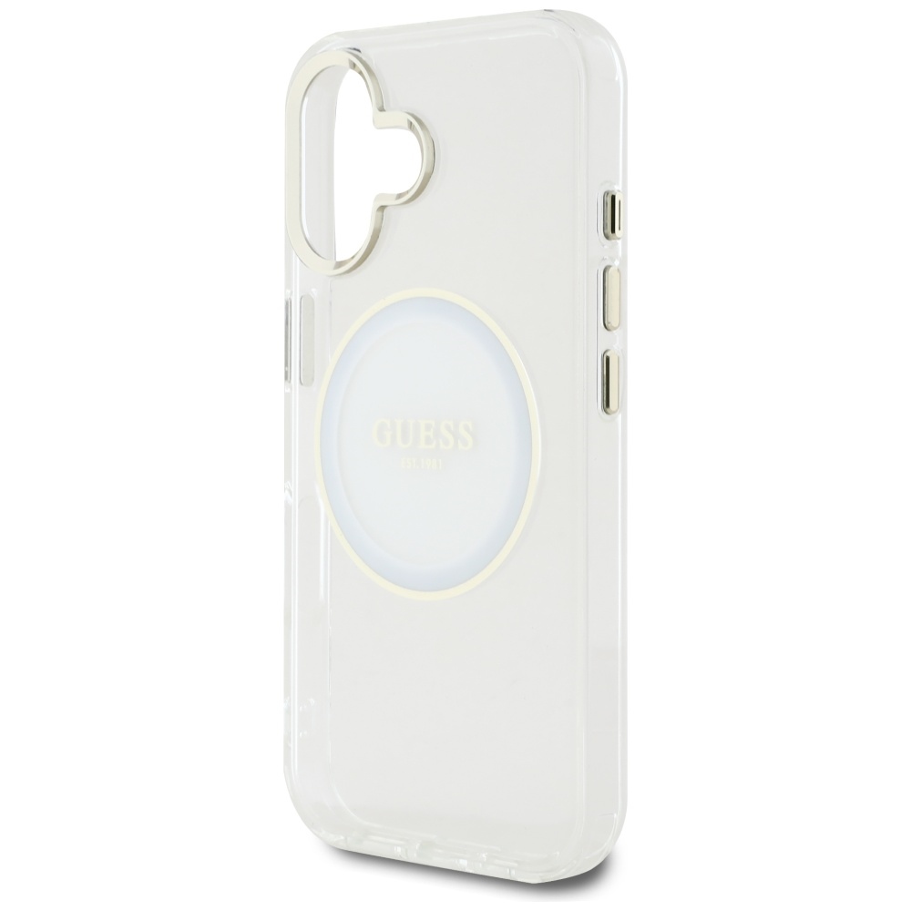 iTok webáruház - Guess Guess IML Metal Colored Circle Classic Logo MagSafe tok iPhone 16 készülékhez (fehér) 6 Guess IML Metal Colored Circle Classic Logo MagSafe case for iPhone 16 (fehér)