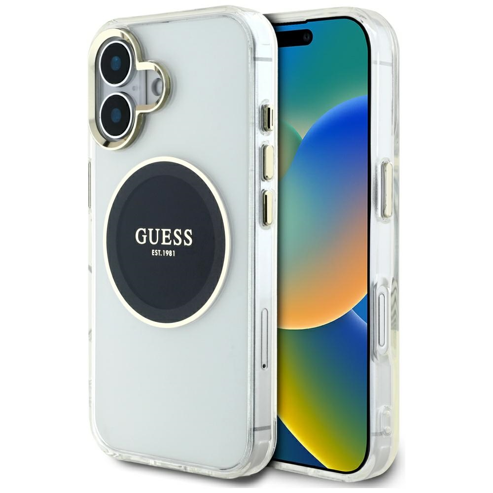 iTok webáruház - Guess Guess IML Metal Colored Circle Classic Logo MagSafe tok iPhone 16 készülékhez (fekete) 1 Guess IML Metal Colored Circle Classic Logo MagSafe case for iPhone 16 (fekete)