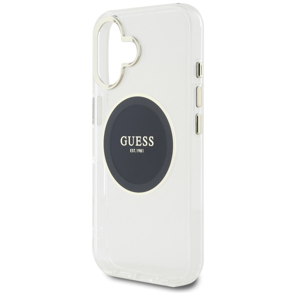 iTok webáruház - Guess Guess IML Metal Colored Circle Classic Logo MagSafe tok iPhone 16 készülékhez (fekete) 6 Guess IML Metal Colored Circle Classic Logo MagSafe case for iPhone 16 (fekete)