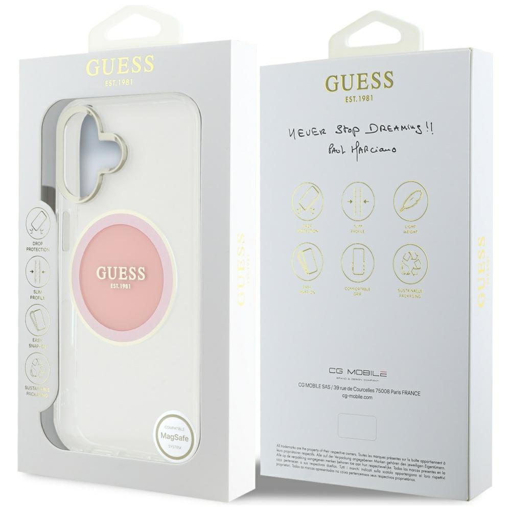 iTok webáruház - Guess Guess IML Metal Colored Circle Classic Logo MagSafe tok iPhone 16 készülékhez (rózsaszín) 8 Guess IML Metal Colored Circle Classic Logo MagSafe iPhone 16 Case (rózsaszín)