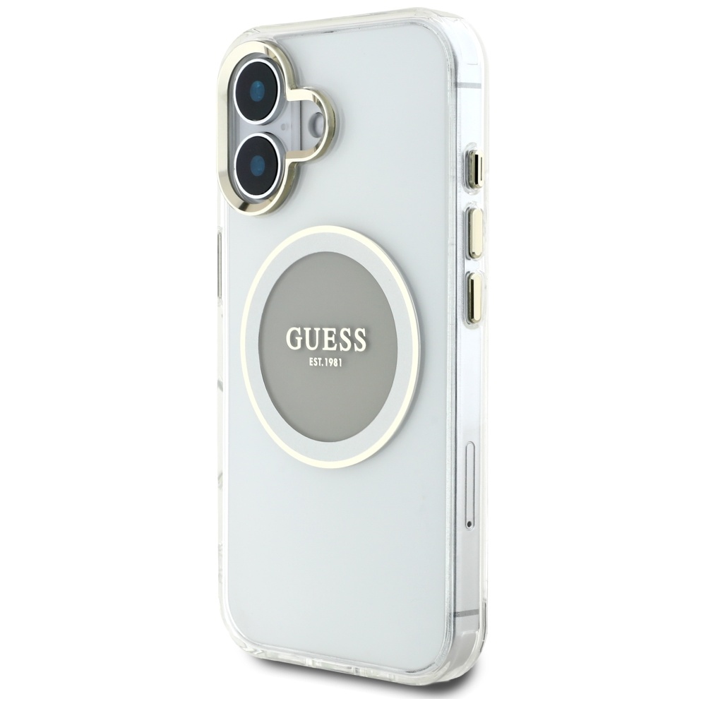 iTok webáruház - Guess Guess IML Metal Colored Circle Classic Logo MagSafe tok iPhone 16-hoz (szürke) 2 Guess IML Metal Colored Circle Classic Logo MagSafe case for iPhone 16 (szürke)