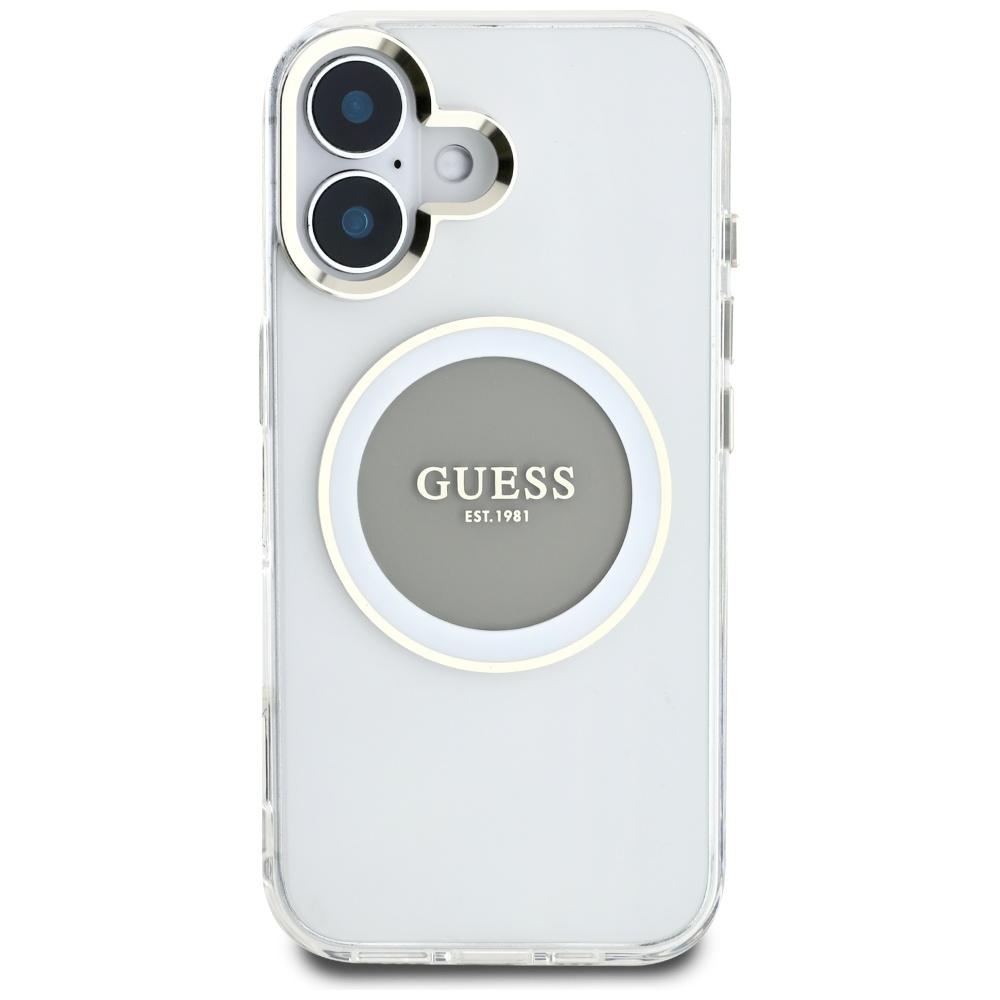 iTok webáruház - Guess Guess IML Metal Colored Circle Classic Logo MagSafe tok iPhone 16-hoz (szürke) 3 Guess IML Metal Colored Circle Classic Logo MagSafe case for iPhone 16 (szürke)