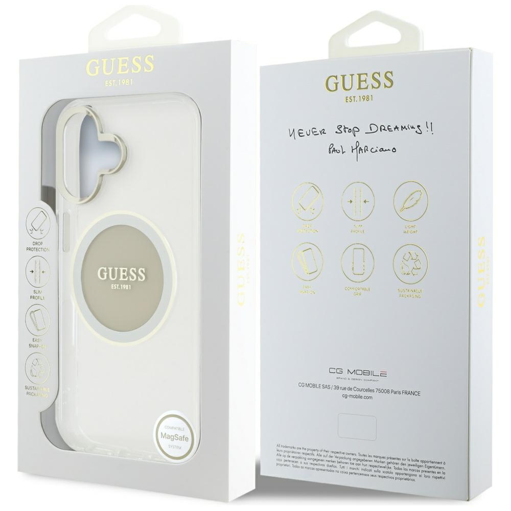iTok webáruház - Guess Guess IML Metal Colored Circle Classic Logo MagSafe tok iPhone 16-hoz (szürke) 8 Guess IML Metal Colored Circle Classic Logo MagSafe case for iPhone 16 (szürke)