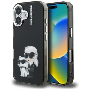 Karl Lagerfeld IML Aquarelle Karl & Choupette & Logo iPhone 16 tok (fekete)