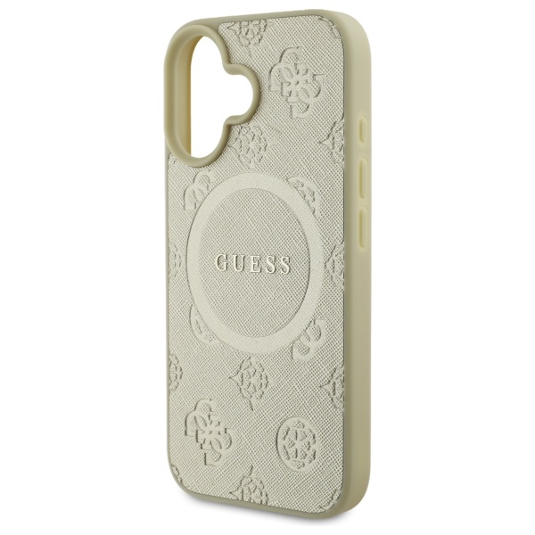 iTok webáruház - Guess Guess Saffiano Peony Classic Logo MagSafe tok iPhone 16 készülékhez (arany) 6 Guess Saffiano Peony Classic Logo MagSafe case for iPhone 16 (arany)
