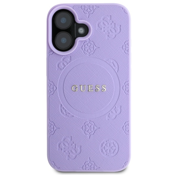 iTok webáruház - Guess Guess Saffiano Peony Classic Logo MagSafe tok iPhone 16-hoz (lila) 3 Guess Saffiano Peony Classic Logo MagSafe iPhone 16 Case (lila)