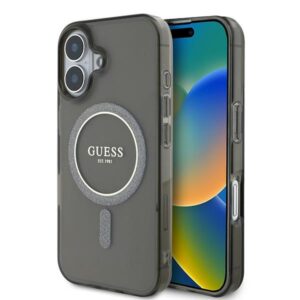 Guess IML Glitter Circle MagSafe tok iPhone 16-hoz (fekete)