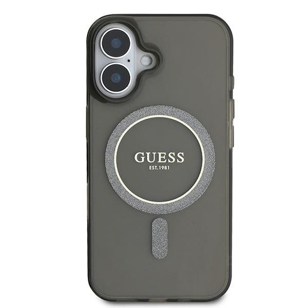 iTok webáruház - Guess Guess IML Glitter Circle MagSafe tok iPhone 16-hoz (fekete) 3 Guess IML Glitter Circle MagSafe case for iPhone 16 (fekete)