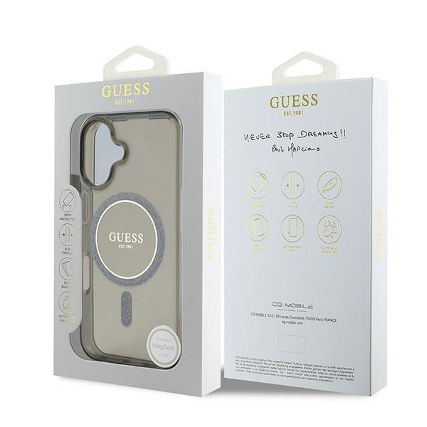 iTok webáruház - Guess Guess IML Glitter Circle MagSafe tok iPhone 16-hoz (fekete) 8 Guess IML Glitter Circle MagSafe case for iPhone 16 (fekete)