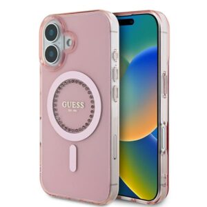 Guess IML Rhinestones MagSafe tok iPhone 16-hoz (rózsaszín)