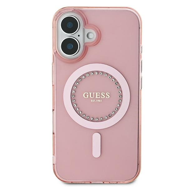 iTok webáruház - Guess Guess IML Rhinestones MagSafe tok iPhone 16-hoz (rózsaszín) 3 Guess IML Rhinestones MagSafe iPhone 16 Case (rózsaszín)