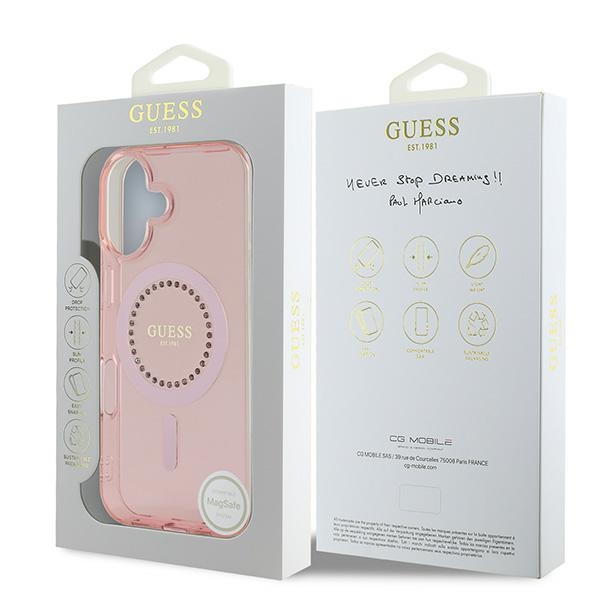 iTok webáruház - Guess Guess IML Rhinestones MagSafe tok iPhone 16-hoz (rózsaszín) 8 Guess IML Rhinestones MagSafe iPhone 16 Case (rózsaszín)