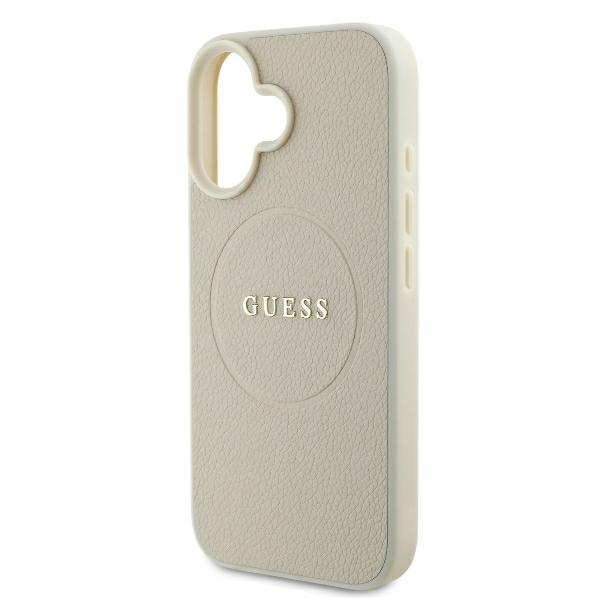iTok webáruház - Guess Guess Grained Ring MagSafe tok iPhone 16 készülékhez (bézs) 6 Guess Grained Ring MagSafe case for iPhone 16 (bézs)