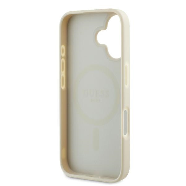 iTok webáruház - Guess Guess Grained Ring MagSafe tok iPhone 16 készülékhez (bézs) 7 Guess Grained Ring MagSafe case for iPhone 16 (bézs)